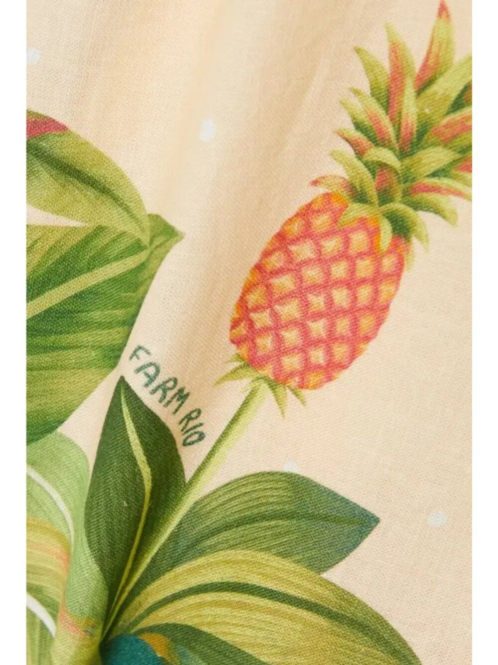 NWT FARM Rio Fruit Forest Linen Blend Maxi Dress XL Tropical Cutout Ruffle Sand - Picture 9 of 11